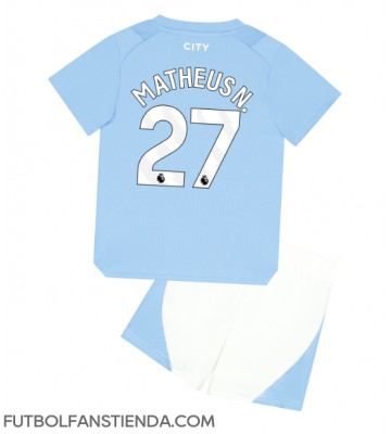 Manchester City Matheus Nunes #27 Primera Equipación Niños 2023-24 Manga Corta (+ Pantalones cortos)
